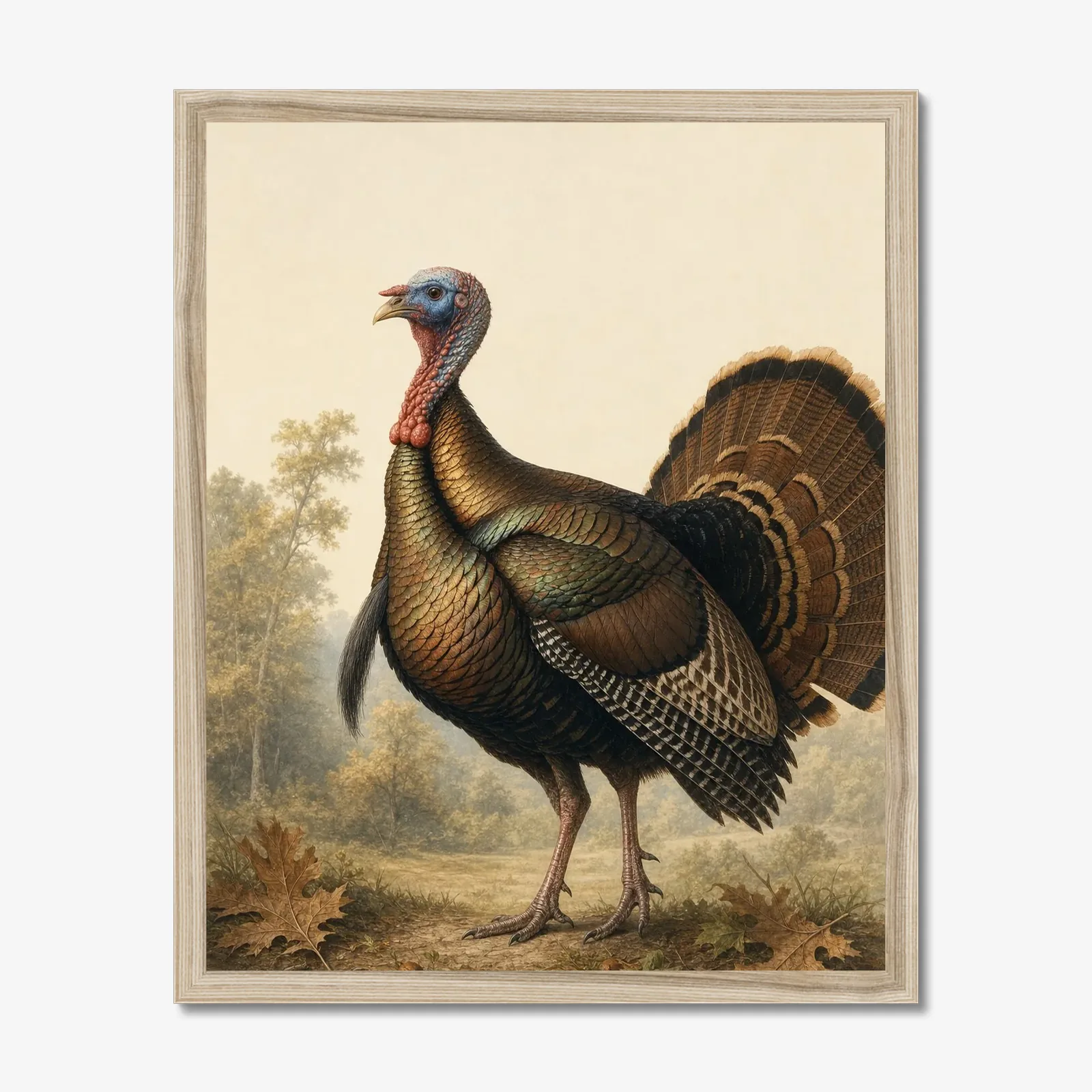 Wild Turkey Print in a natural frame