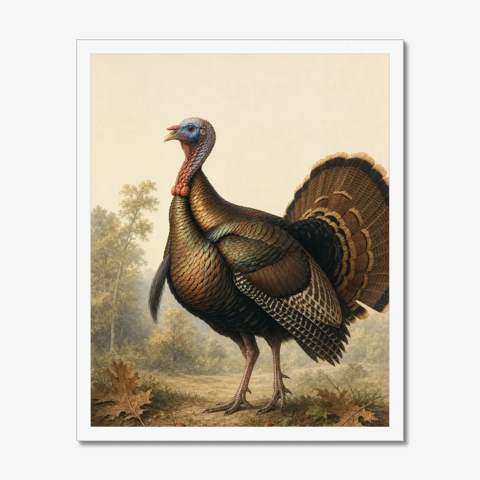 Wild Turkey Print in a white frame
