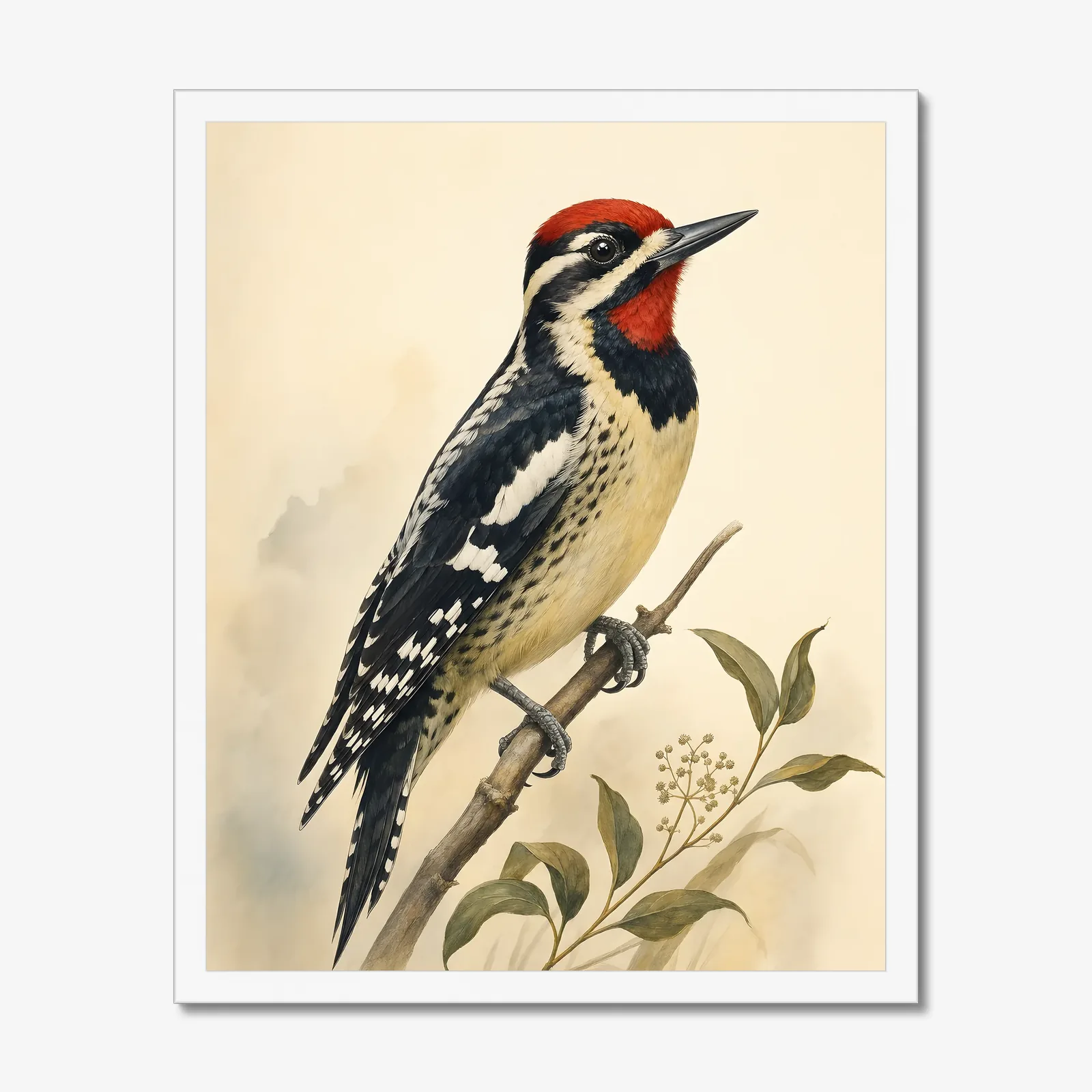Yellow-bellied Sapsucker Print in a white frame