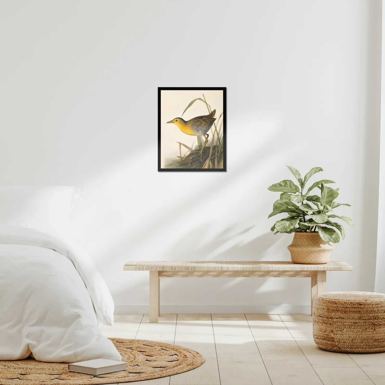 Yellow Rail Print framed at 16x20 inches, shown on a wall to scale