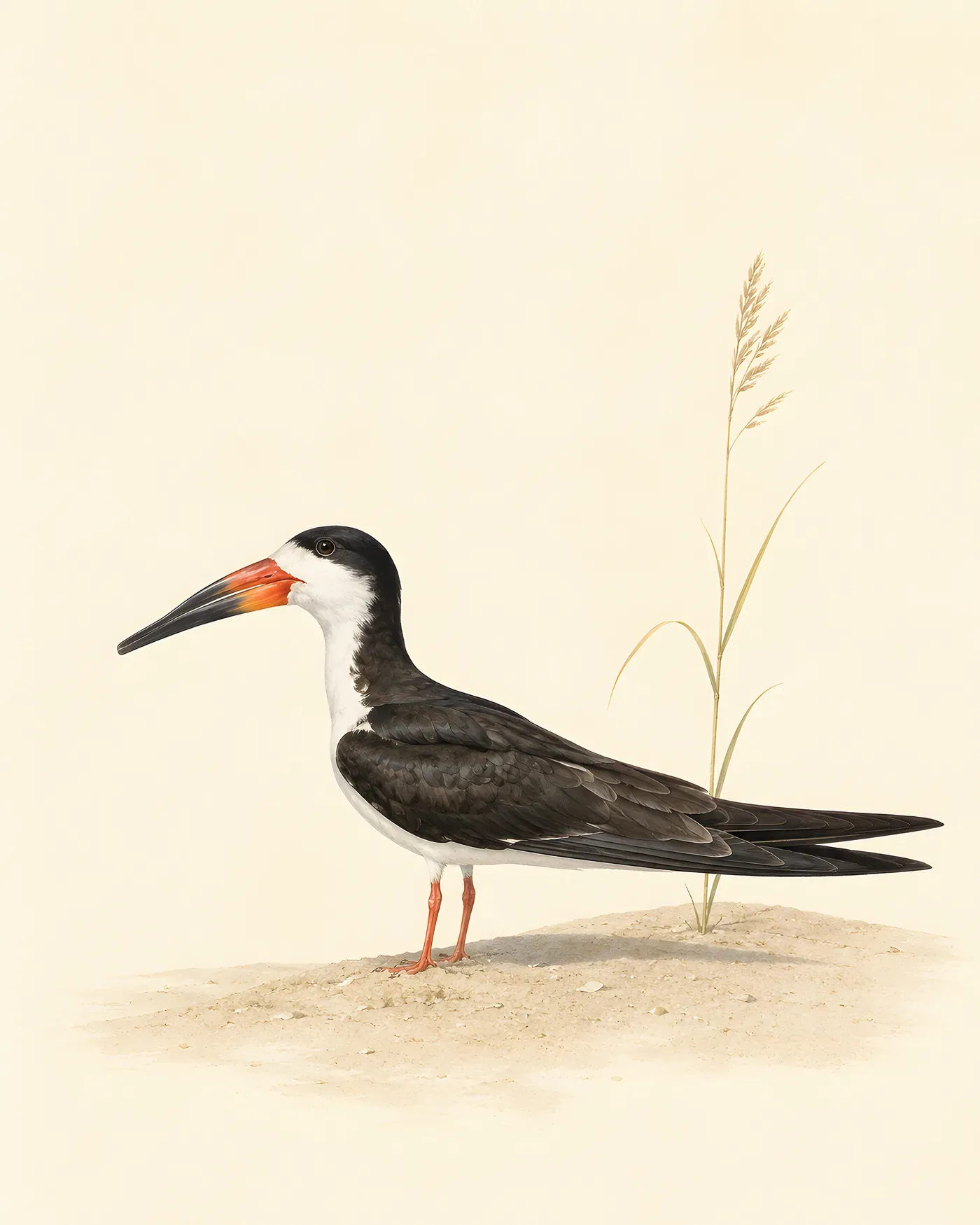 Fine-art Black Skimmer print in a contemporary Audubon-inspired natural-history style