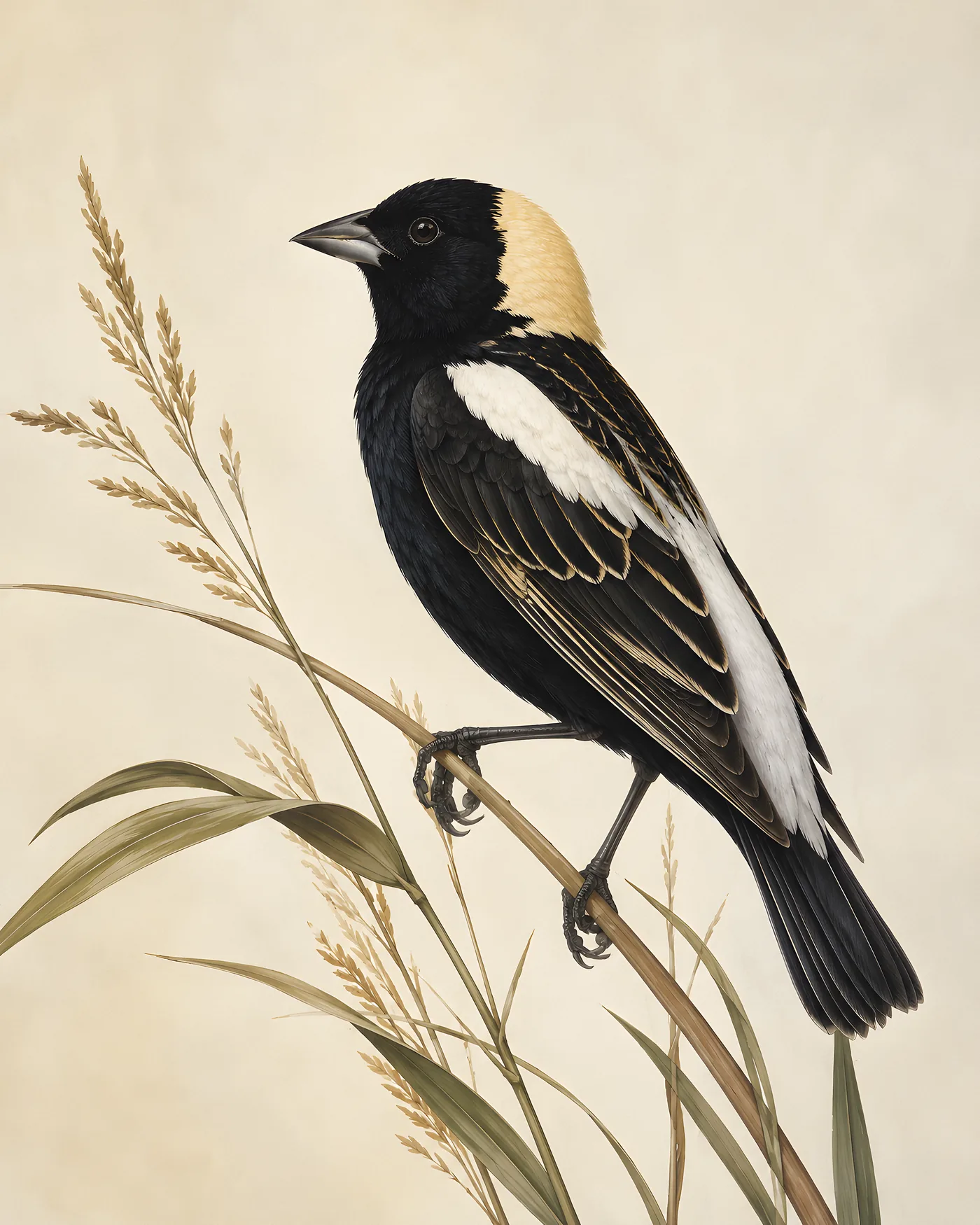 Fine-art Bobolink print in the Audubon style