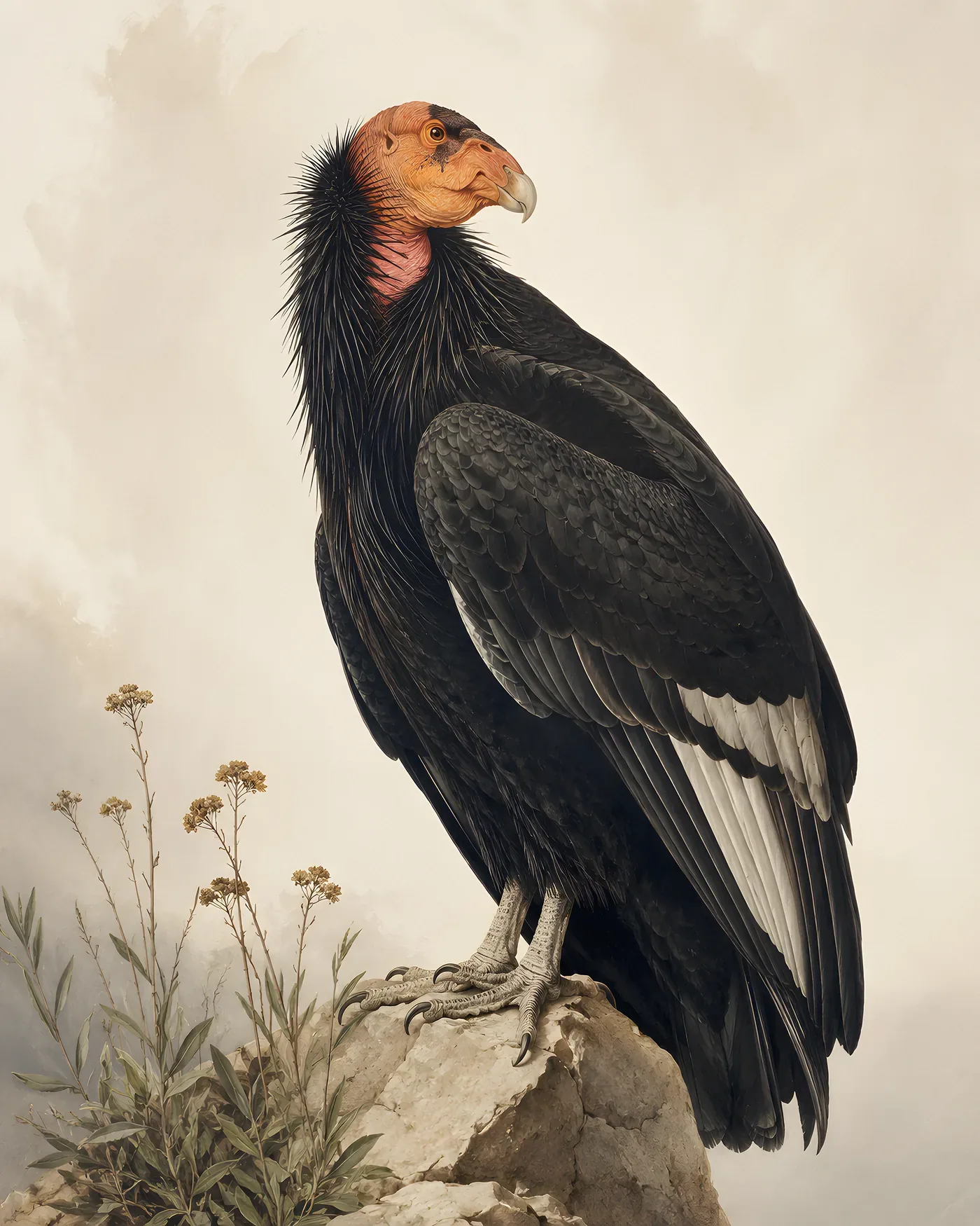 Fine-art California Condor print in the Audubon style