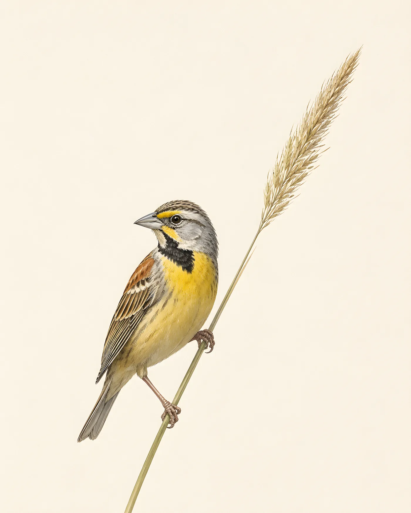 Fine-art Dickcissel print in a contemporary Audubon-inspired style