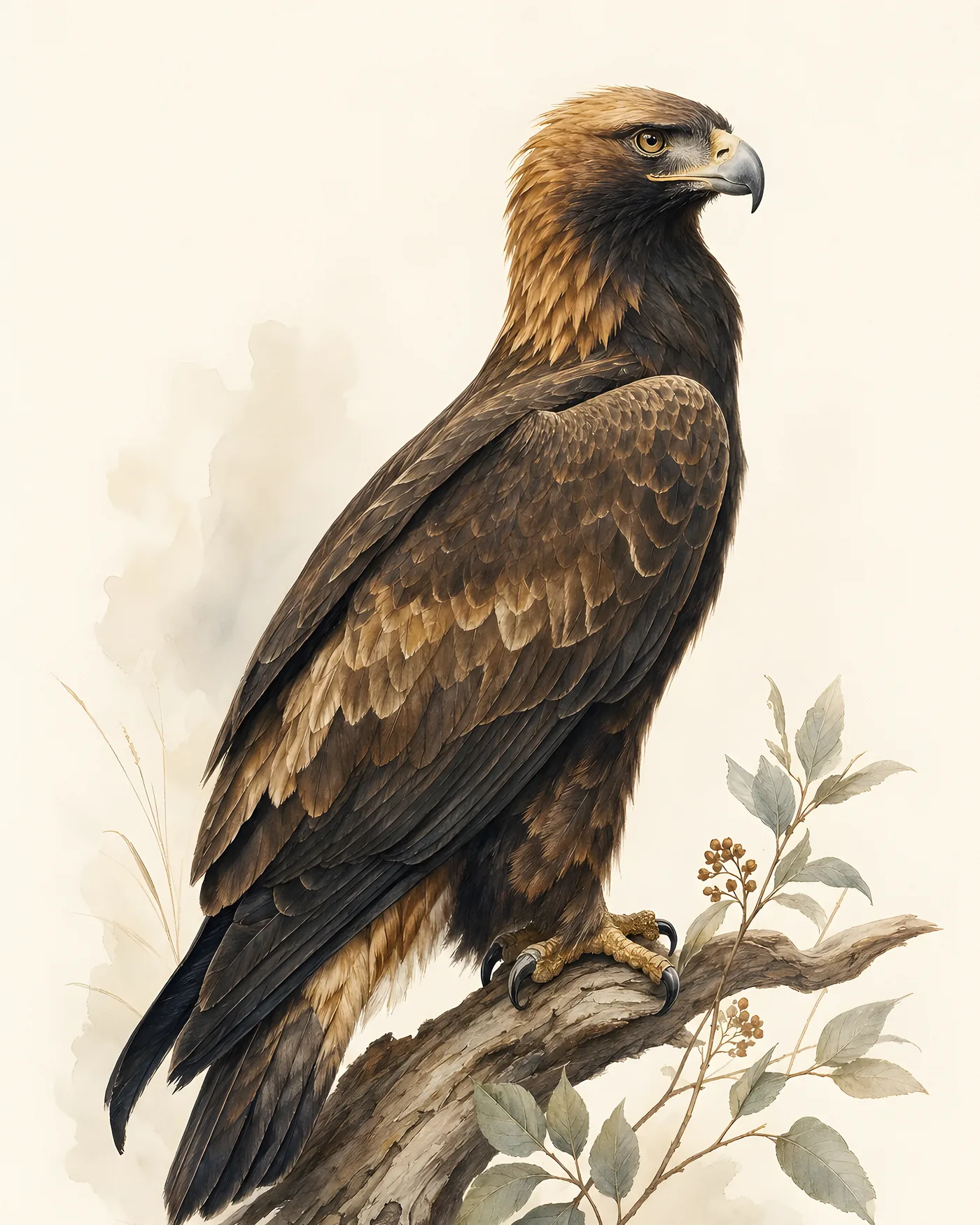 Fine-art Golden Eagle print in the Audubon style