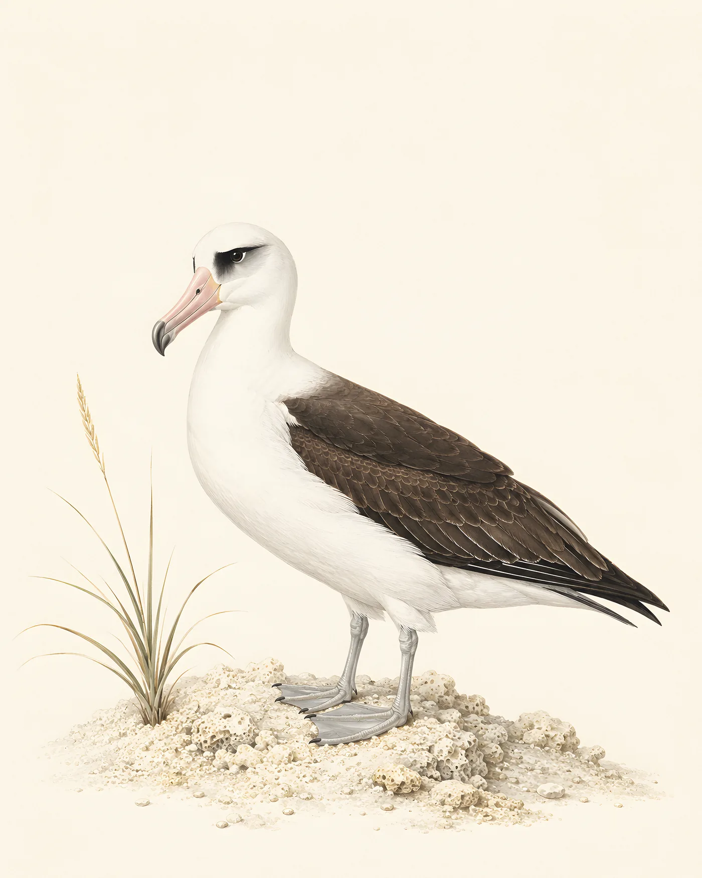 Fine-art Laysan Albatross print in the Audubon style