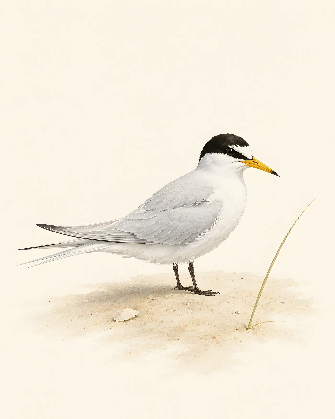 Fine-art Least Tern print in a contemporary Audubon-inspired natural-history style