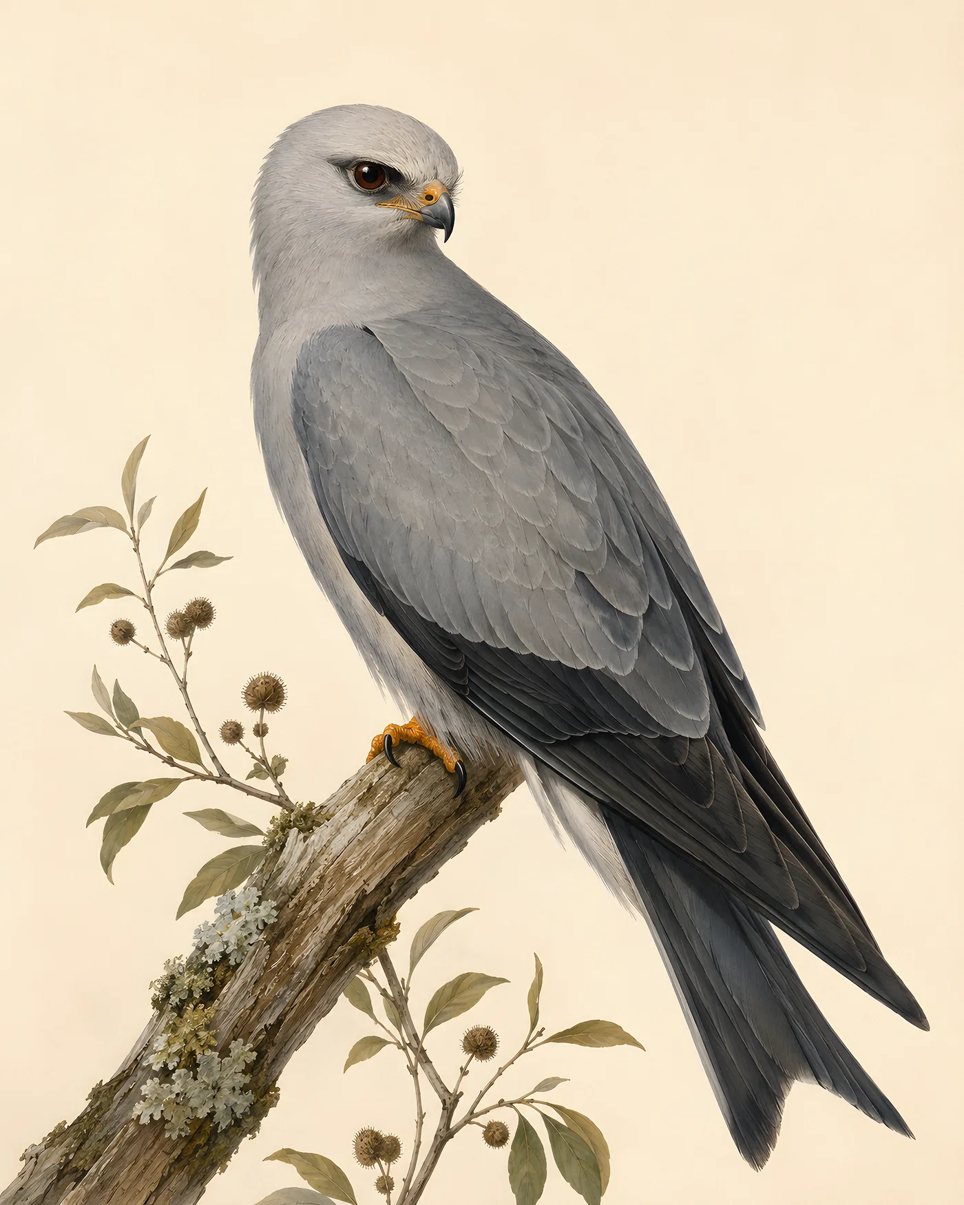 Fine-art Mississippi Kite print in the Audubon style