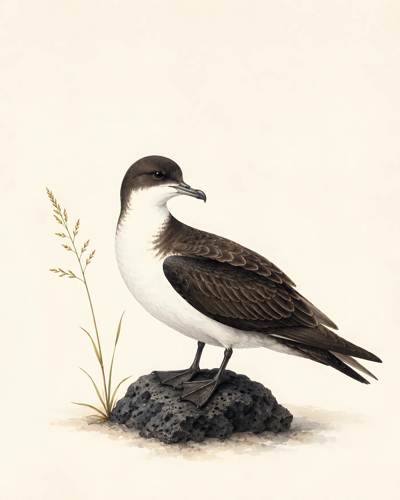 Fine-art Newell's Shearwater print in the Audubon style