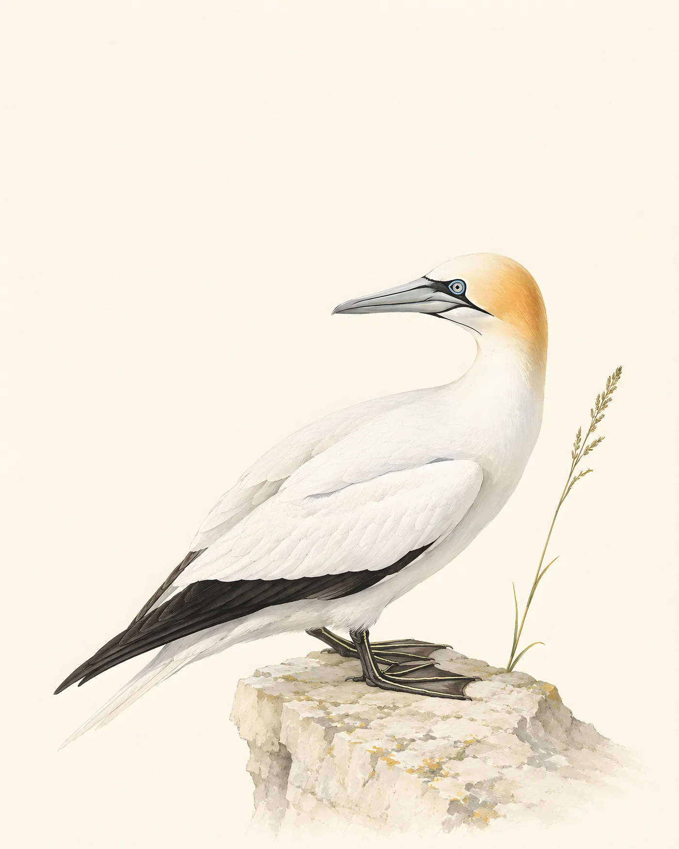 Fine-art Northern Gannet print in the Audubon style