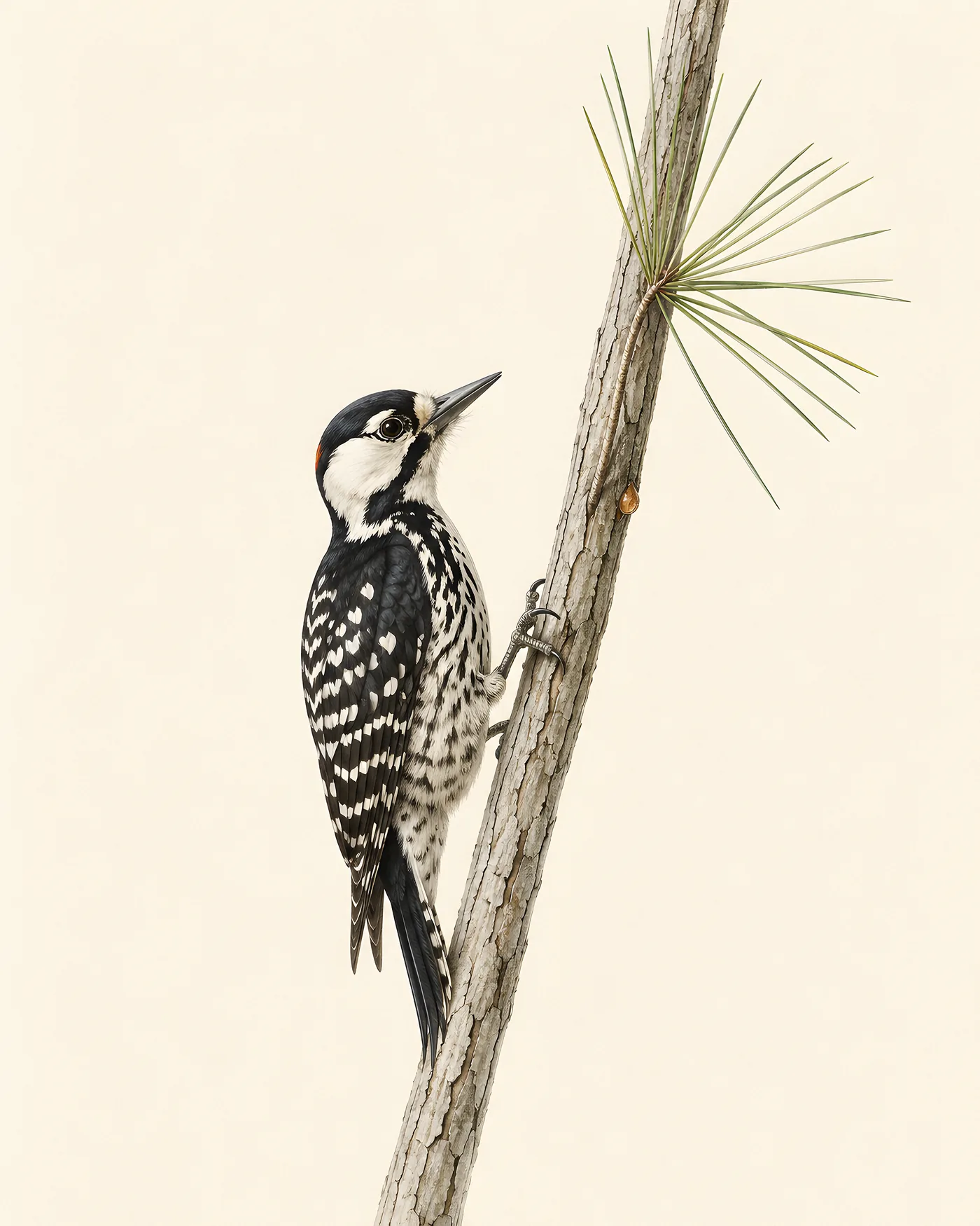 Fine-art Red-cockaded Woodpecker print in the Audubon style