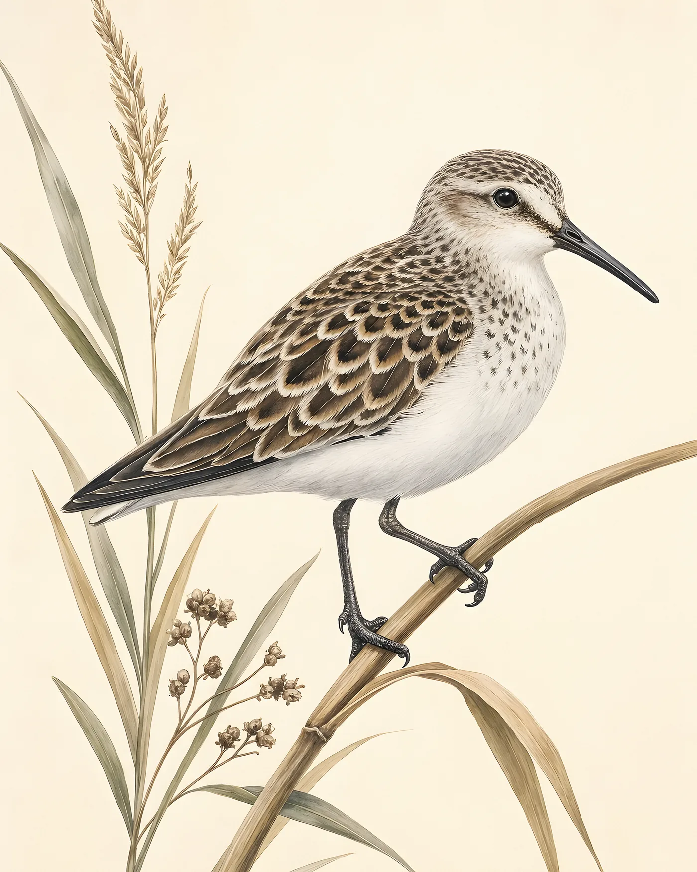 Fine-art Semipalmated Sandpiper print in a contemporary Audubon-inspired natural-history style