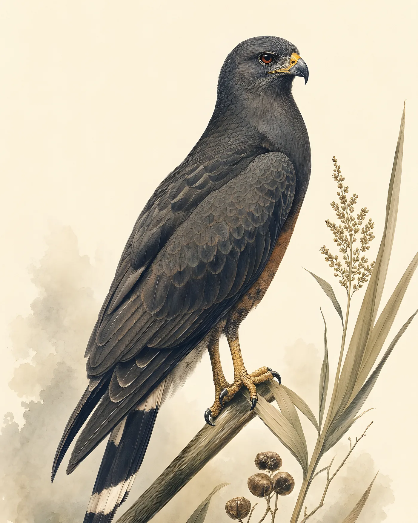 Fine-art Snail Kite print in the Audubon style