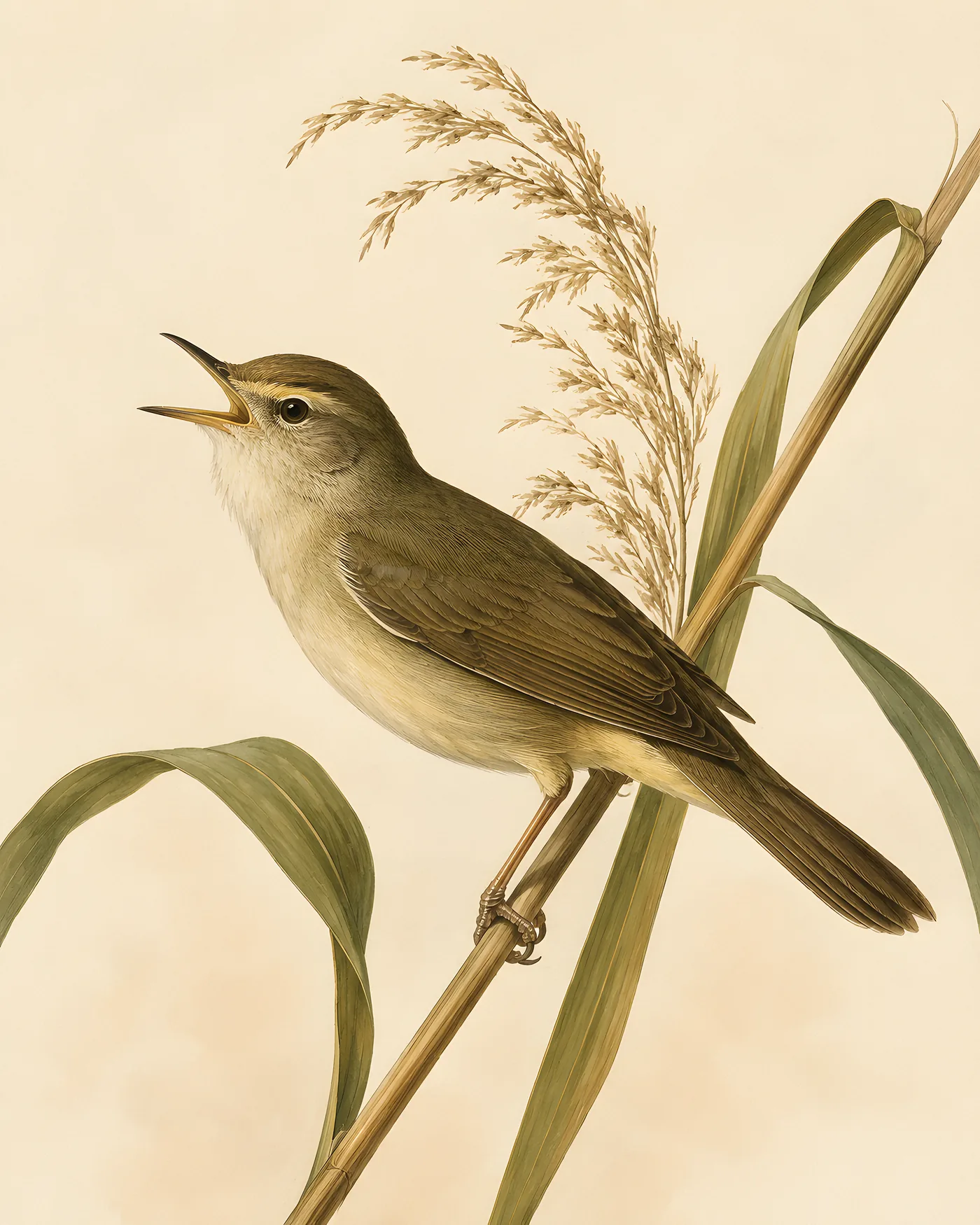 Fine-art Swainson's Warbler print rendered in a contemporary Audubon-inspired natural-history style with a soft paper-grain finish
