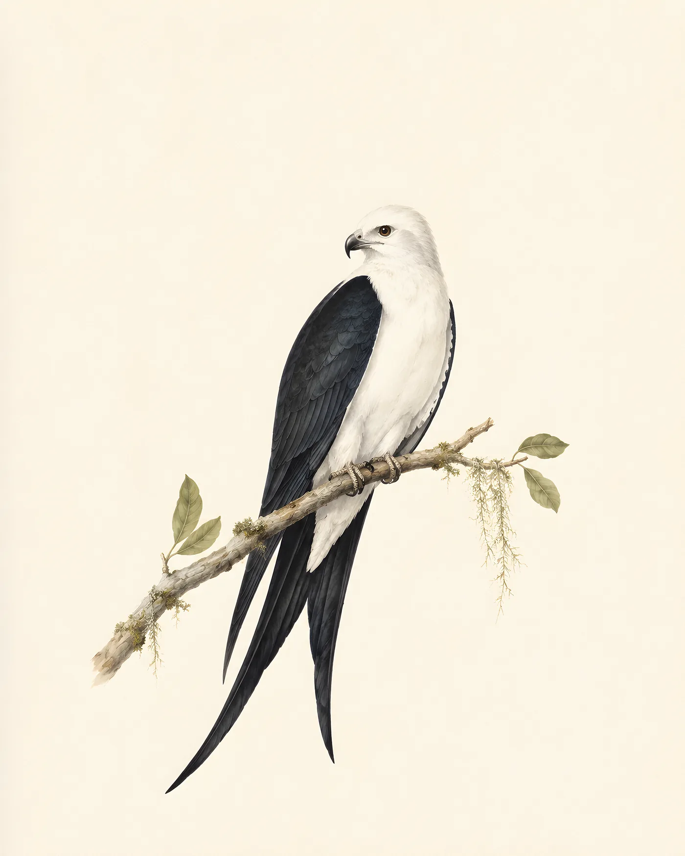 Fine-art Swallow-tailed Kite print in the Audubon style