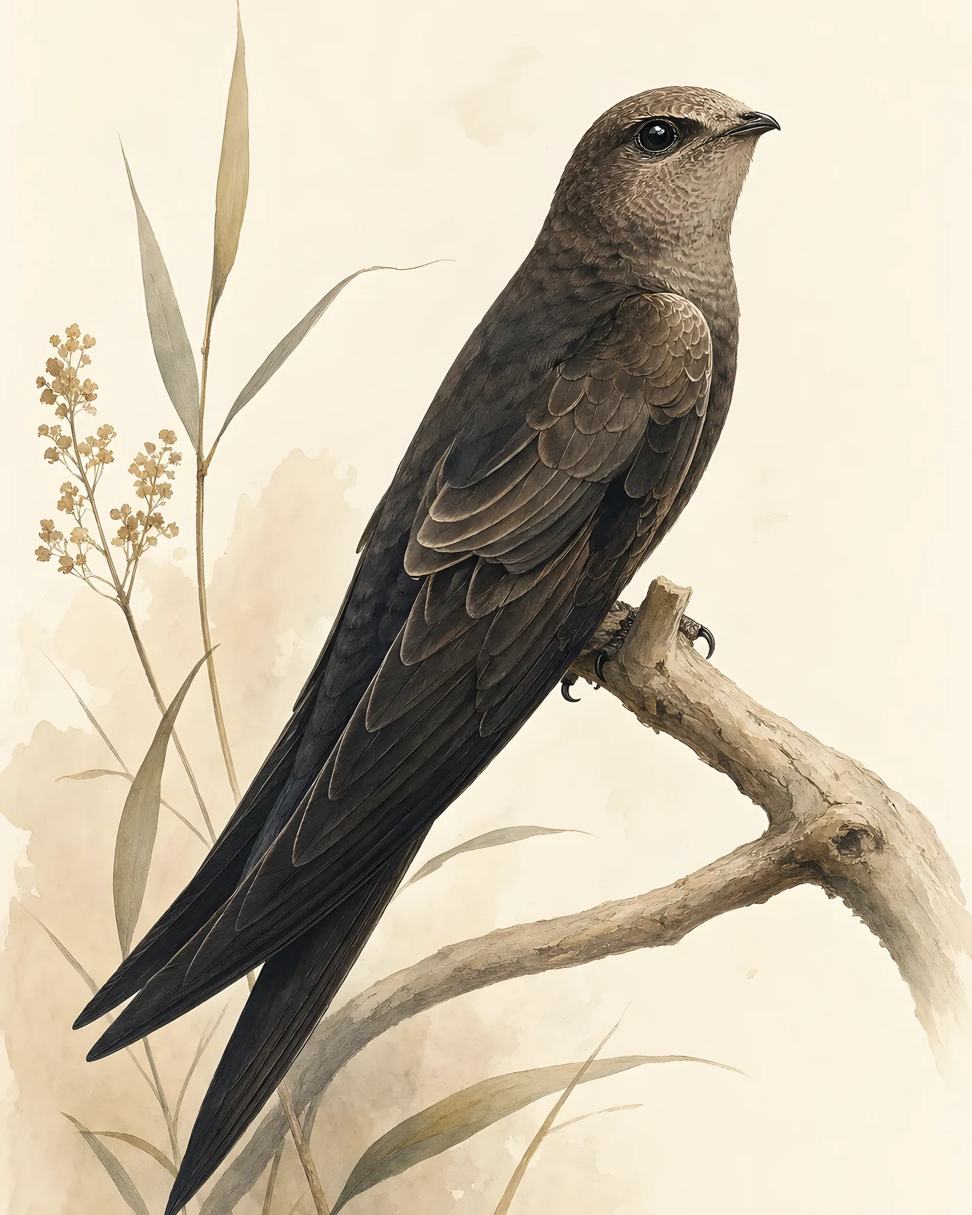 Fine-art Vaux's Swift print in the Audubon style