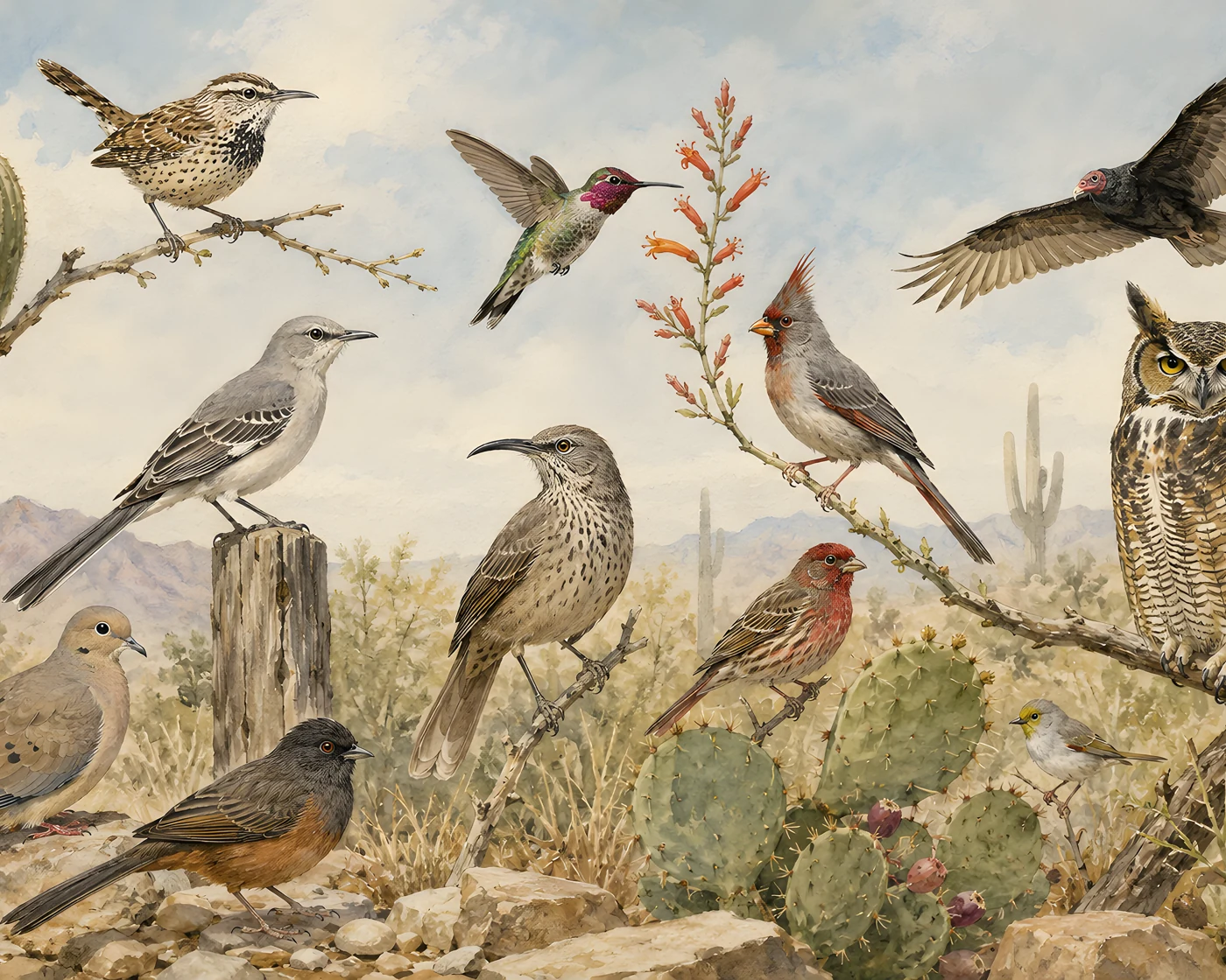 Birds of Arizona print - fine-art bird print