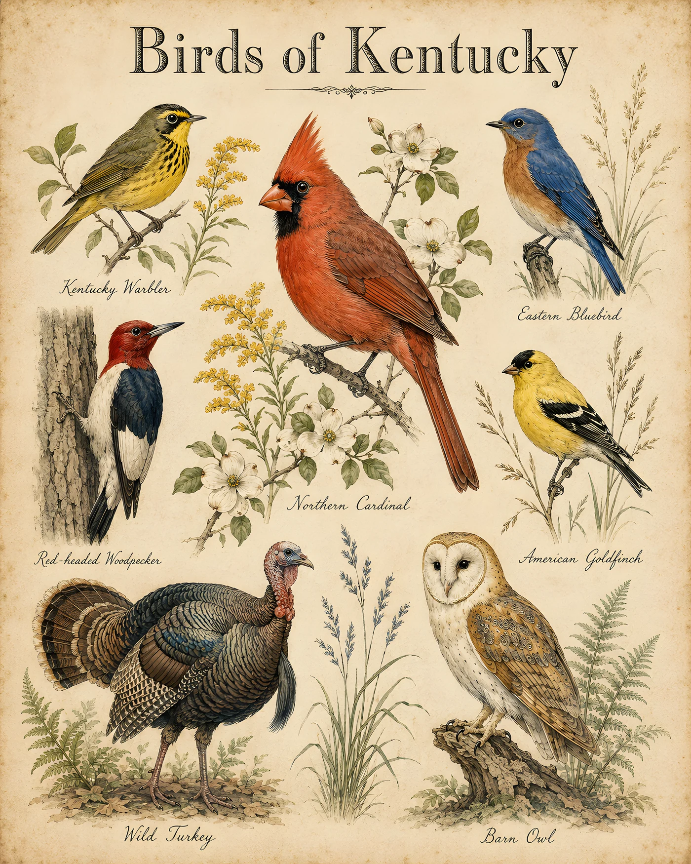 Birds of Kentucky print - fine-art bird print