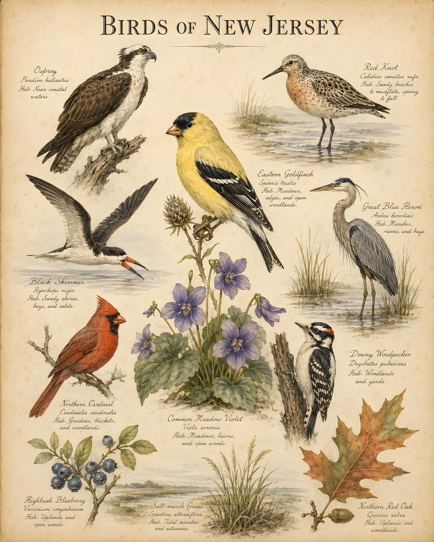 Birds of New Jersey print - fine-art bird print