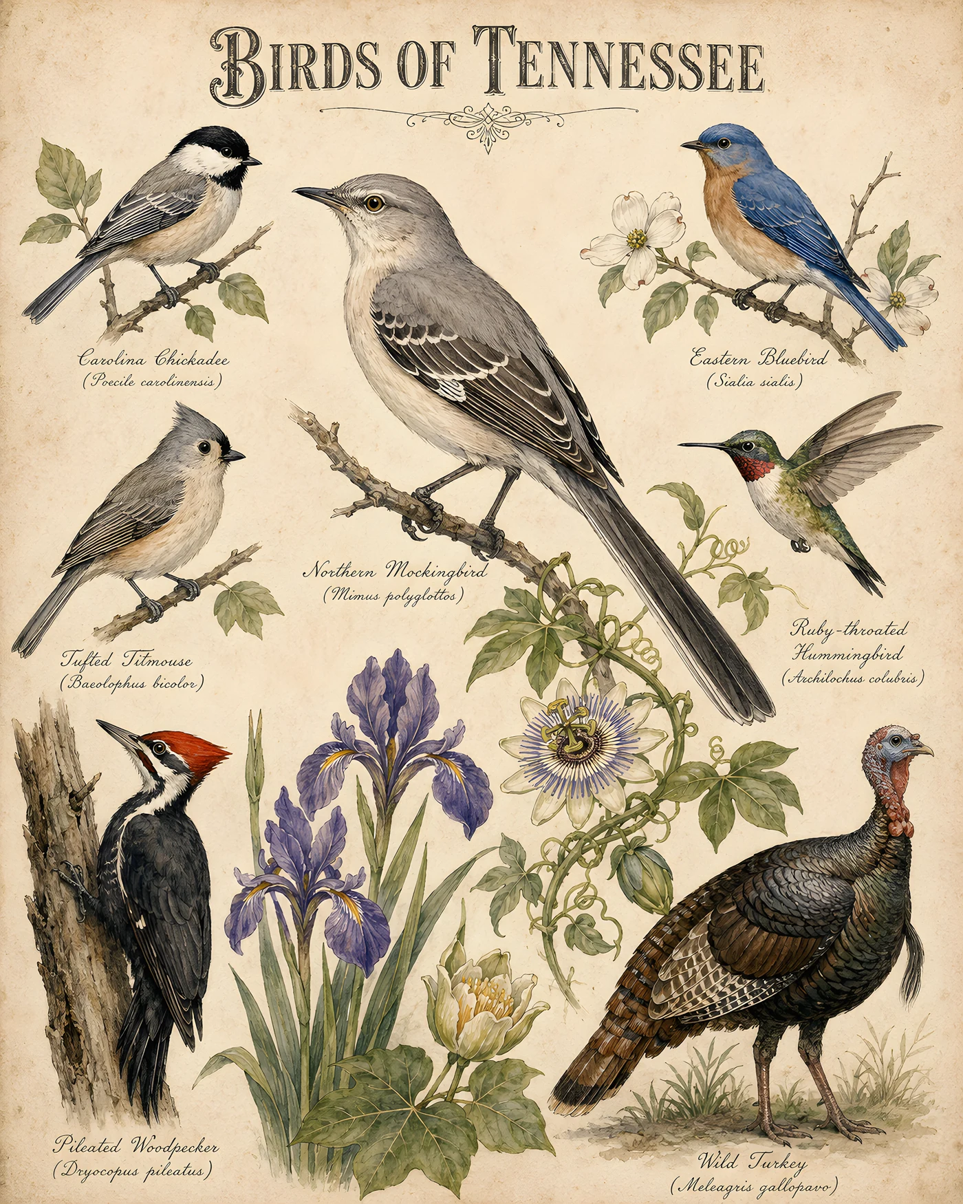 Birds of Tennessee print - fine-art bird print