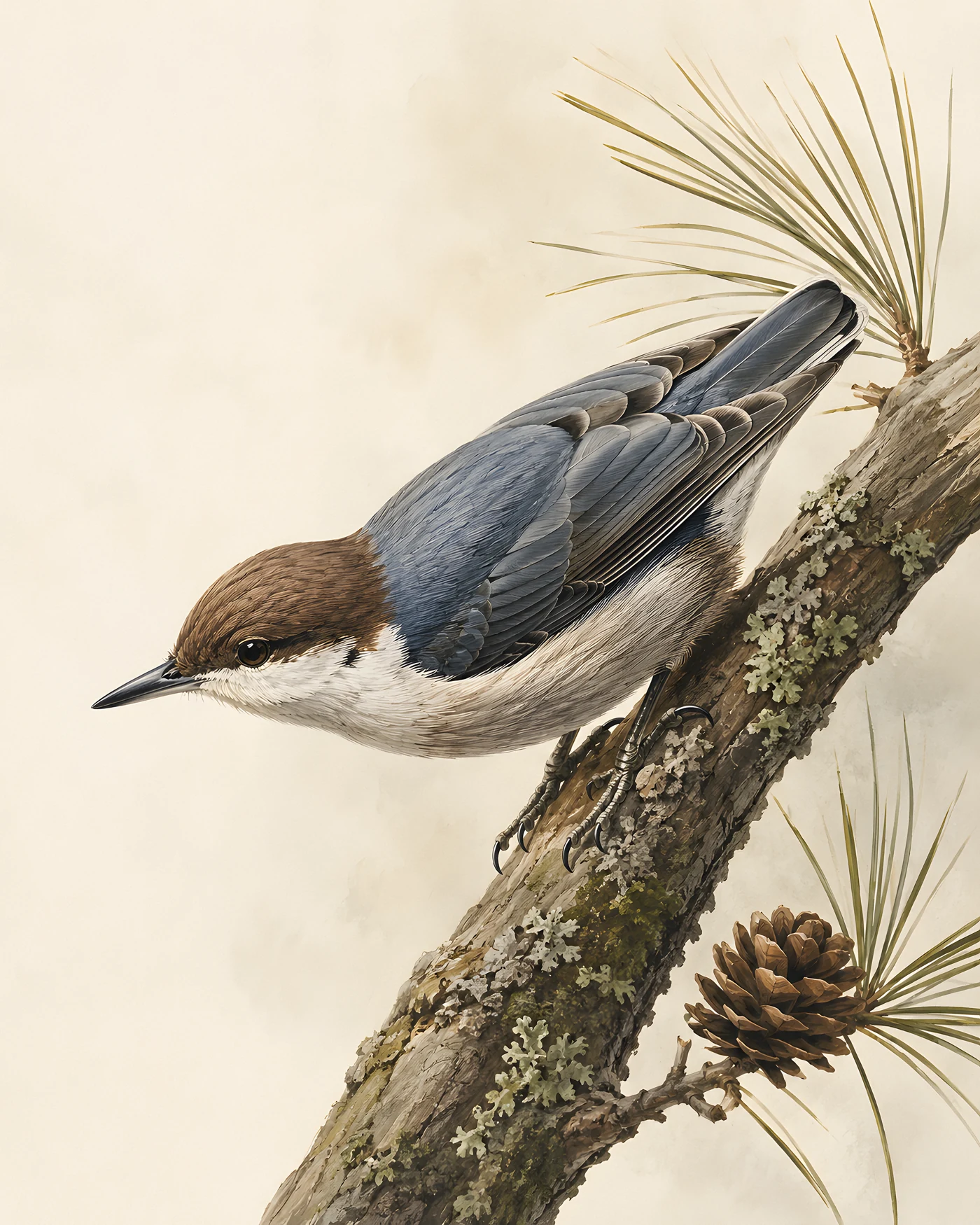 Shop the Brown-headed Nuthatch print - fine-art bird print