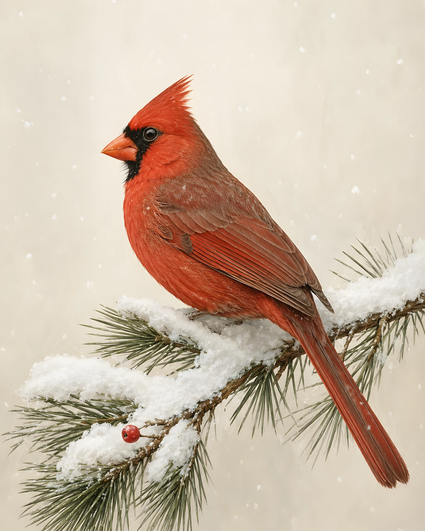 Cardinal in the Snow Print - fine-art bird print
