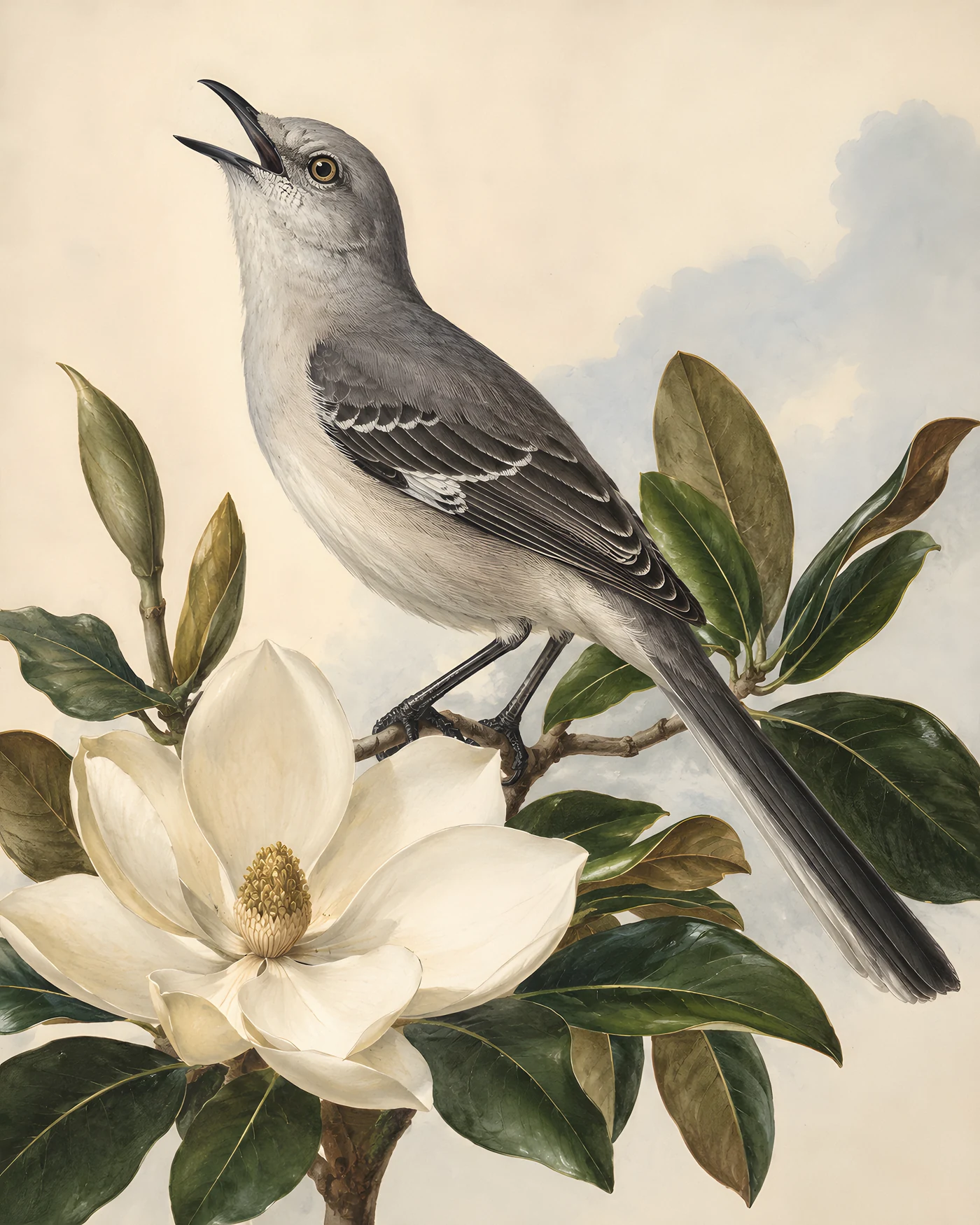 Shop the Northern Mockingbird print - fine-art bird print