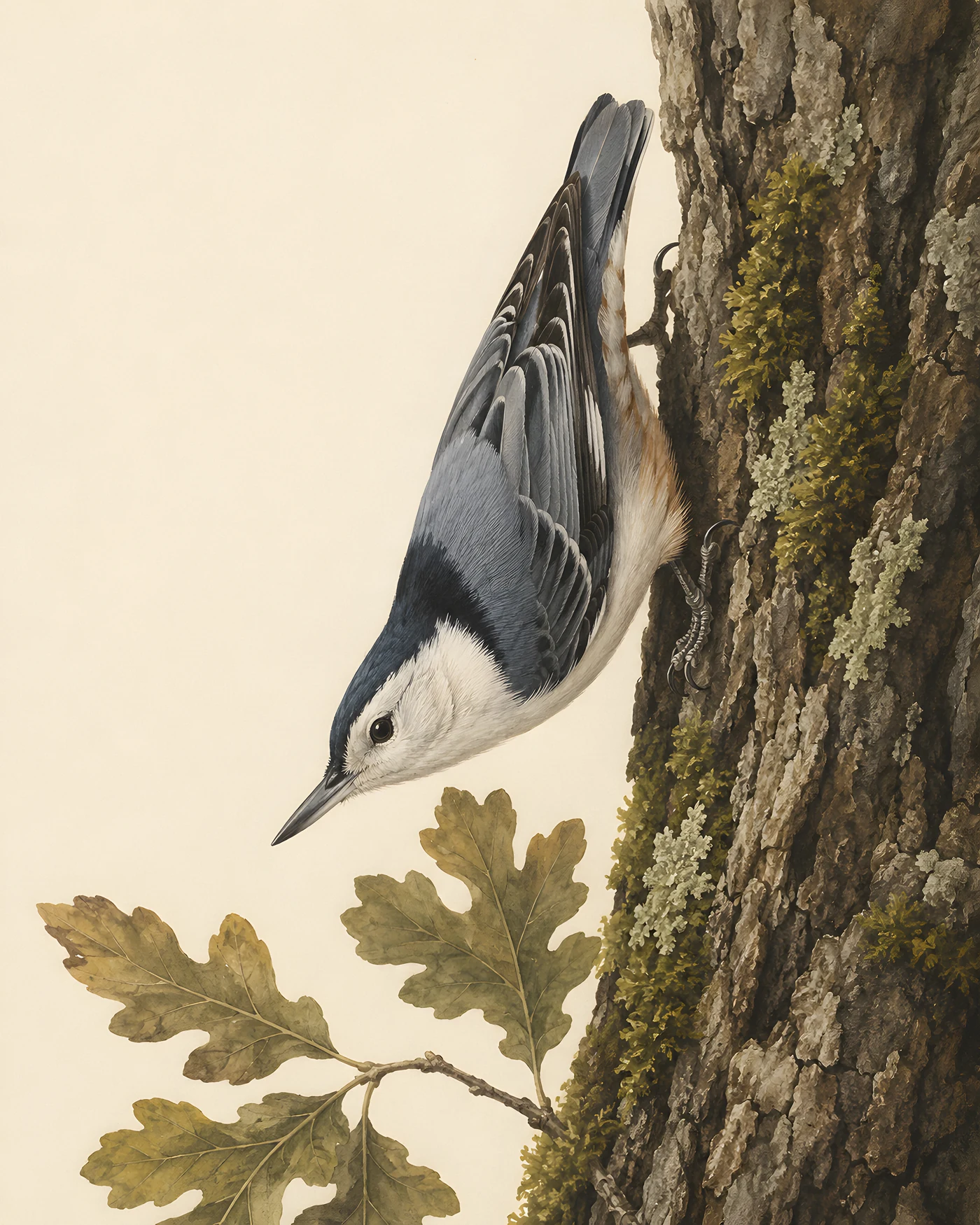 Shop the White-breasted Nuthatch print - fine-art bird print
