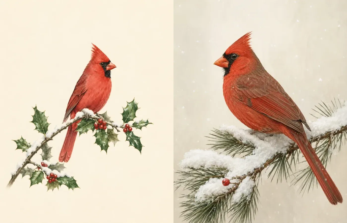 Christmas Cardinal Pair - fine-art bird print