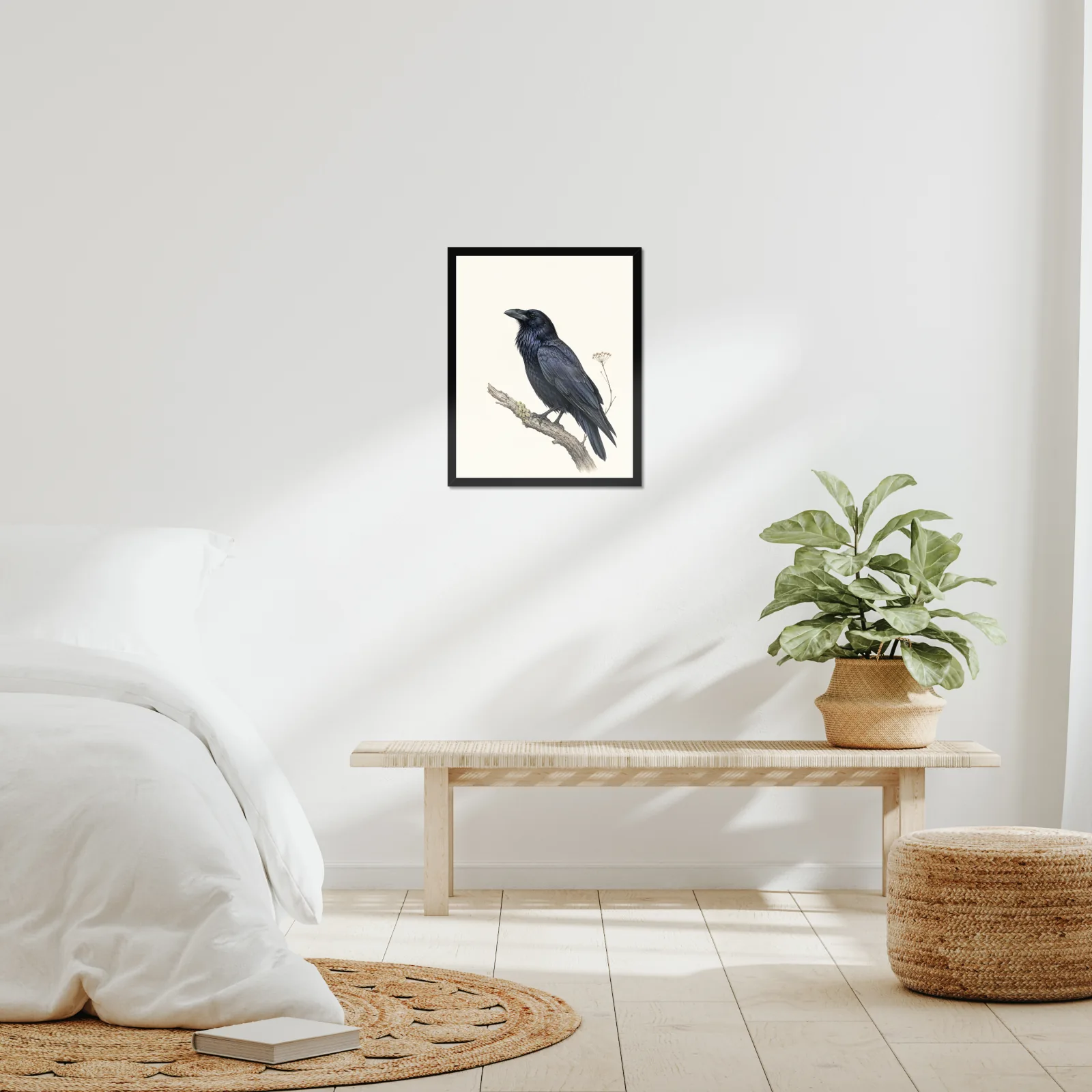 Common Raven Print in a room setting, shown at 16x20 inches
