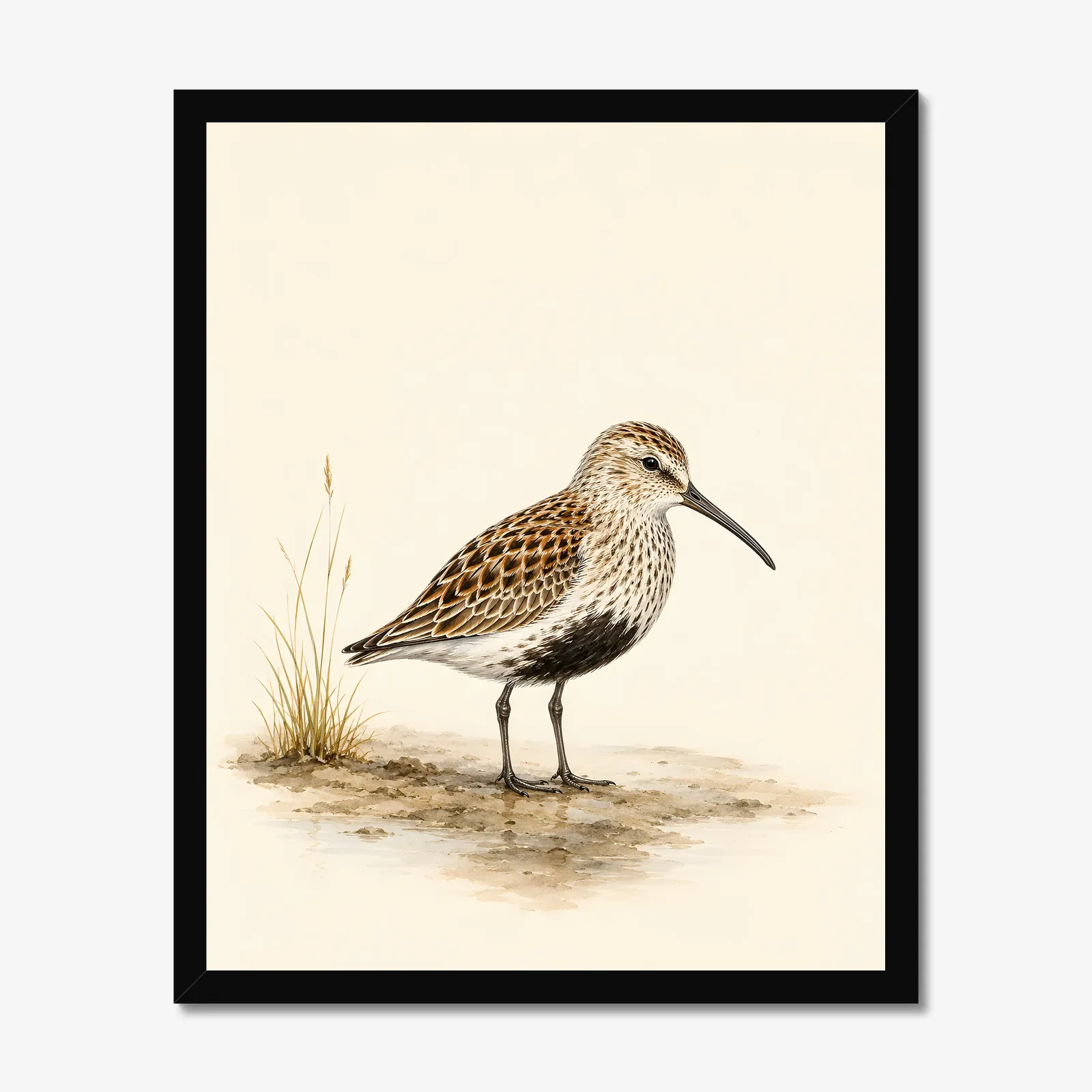 Dunlin Print in a black frame