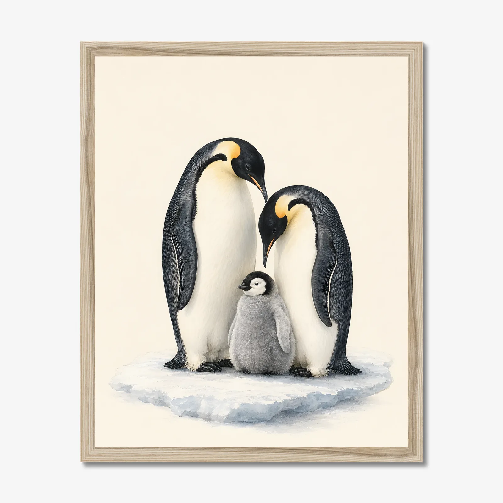 Emperor Penguin Family Print shown as a fine-art print