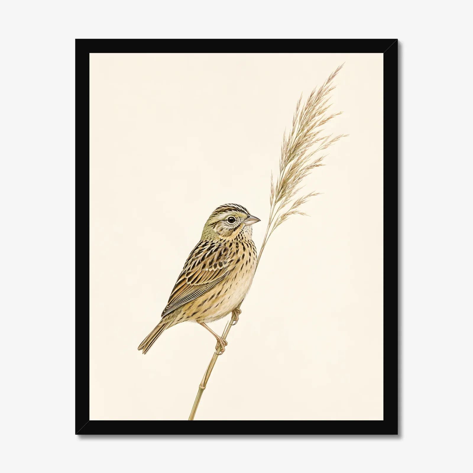 Henslow's Sparrow Print in a black frame