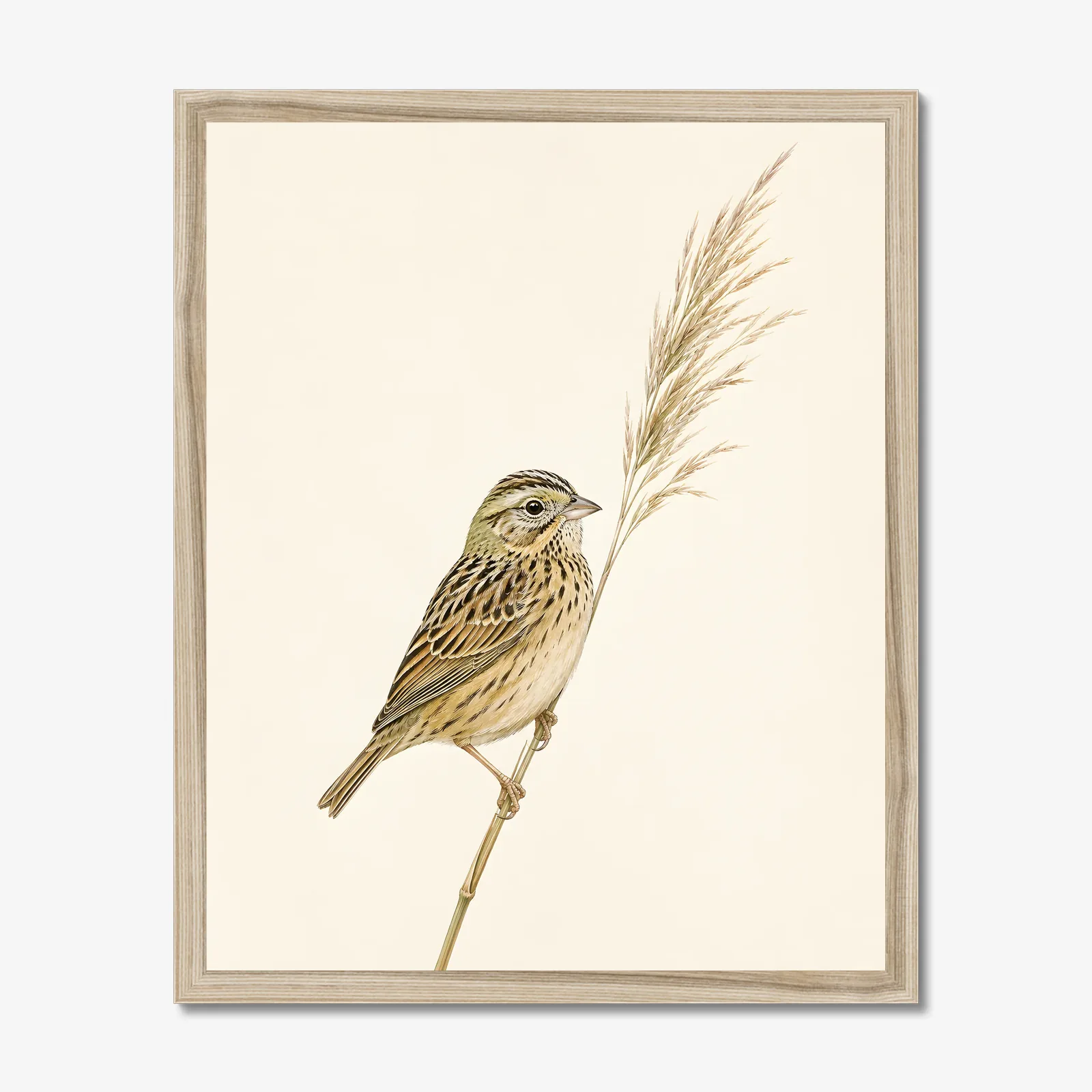 Henslow's Sparrow Print in a natural frame