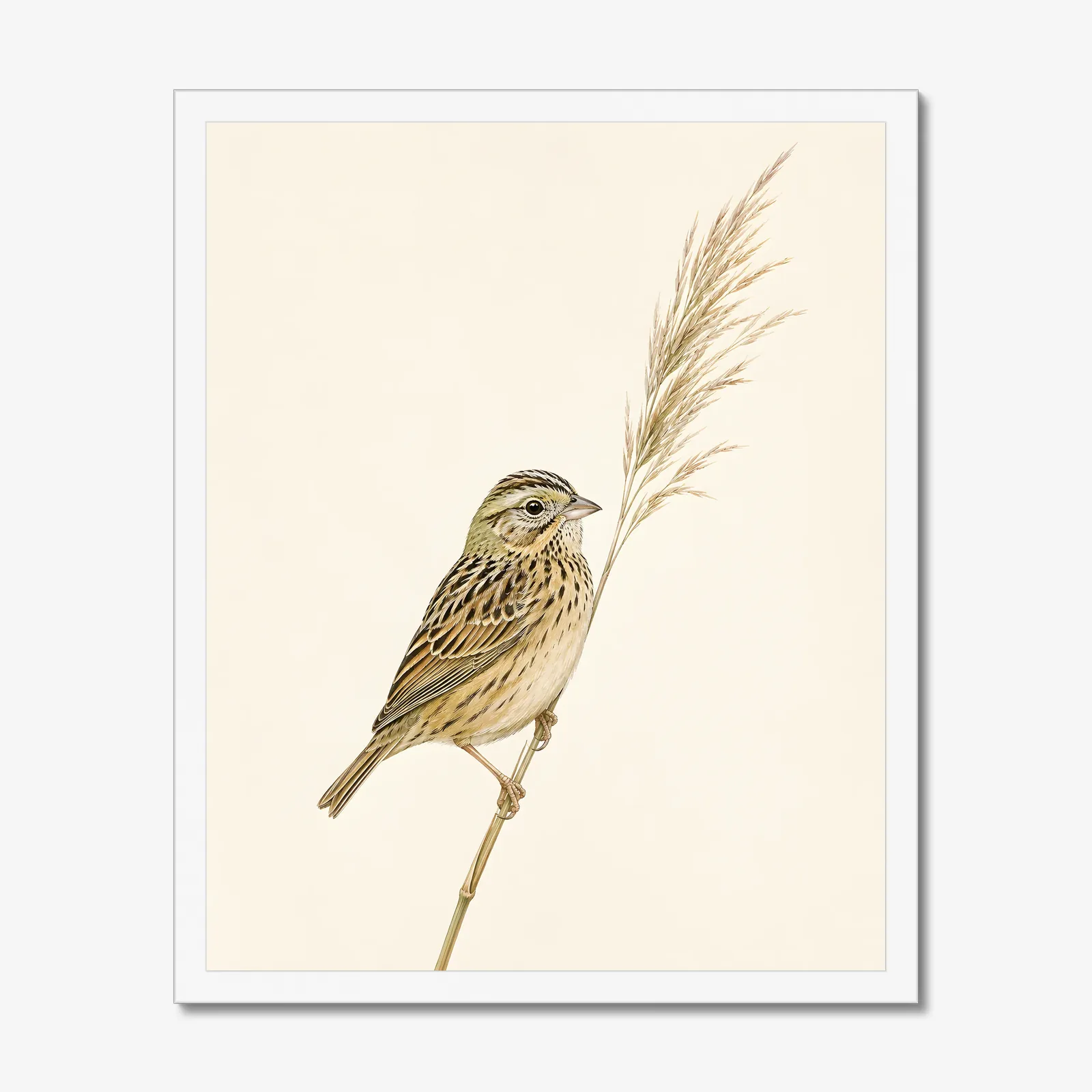Henslow's Sparrow Print in a white frame