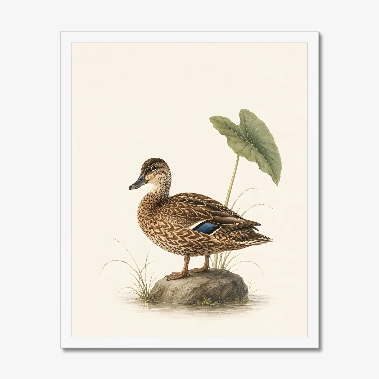 Koloa Maoli / Hawaiian Duck Print in a white frame