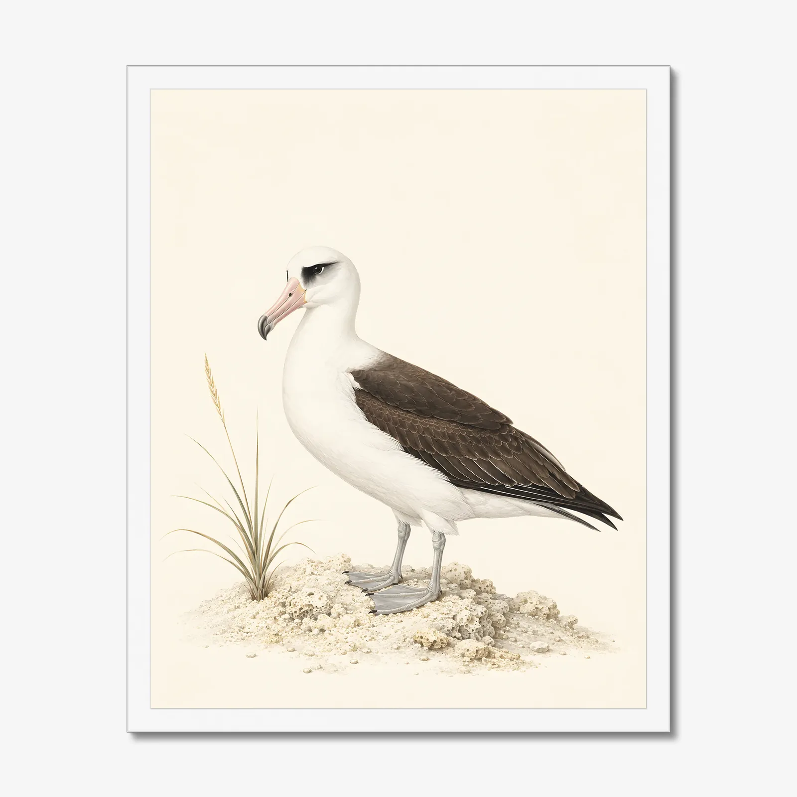 Laysan Albatross Print in a white frame