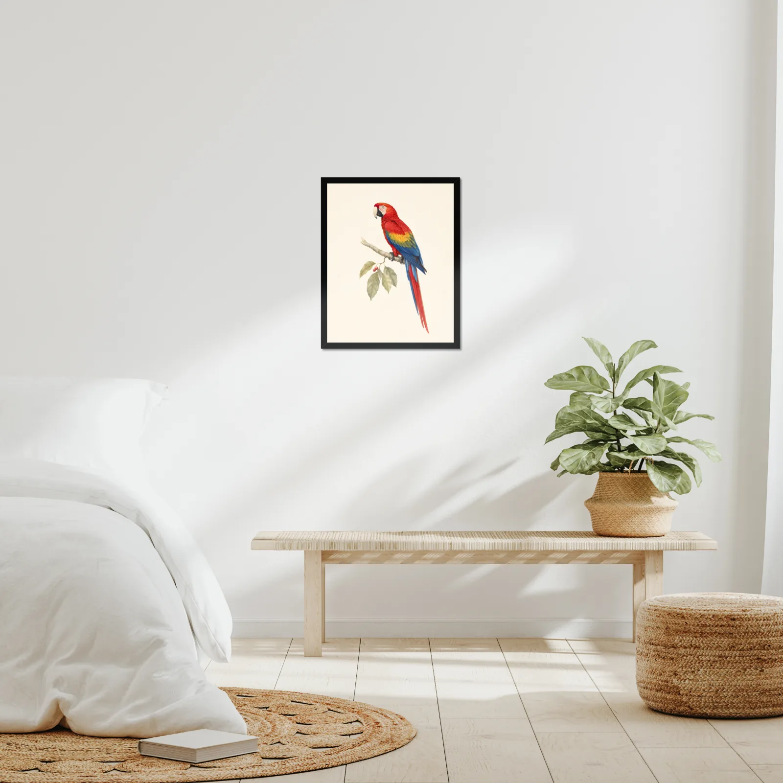 Scarlet Macaw Print in a room setting, shown at 16x20 inches