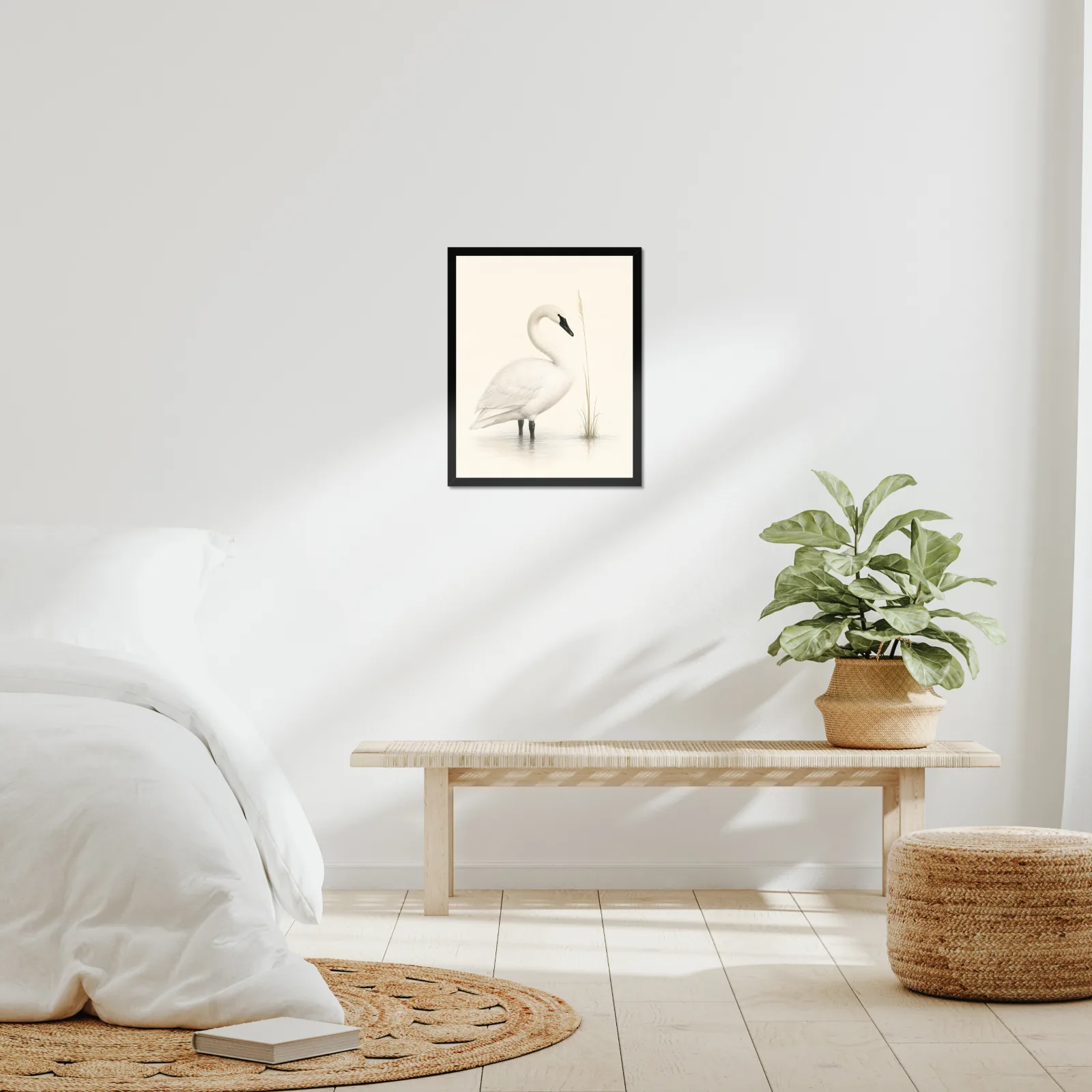 Trumpeter Swan Print in a room setting, shown at 16x20 inches
