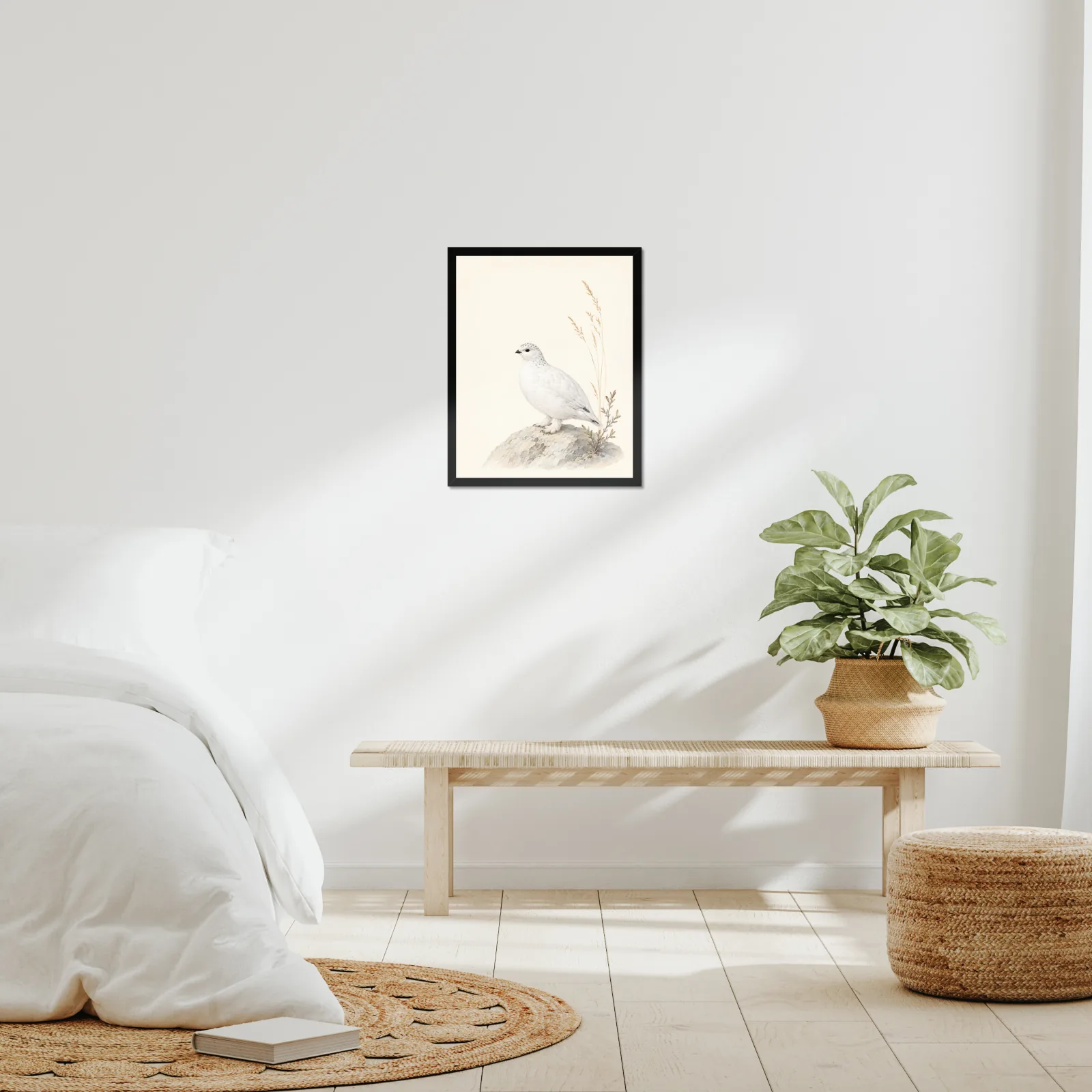White Tailed Ptarmigan Print in a room setting, shown at 16x20 inches