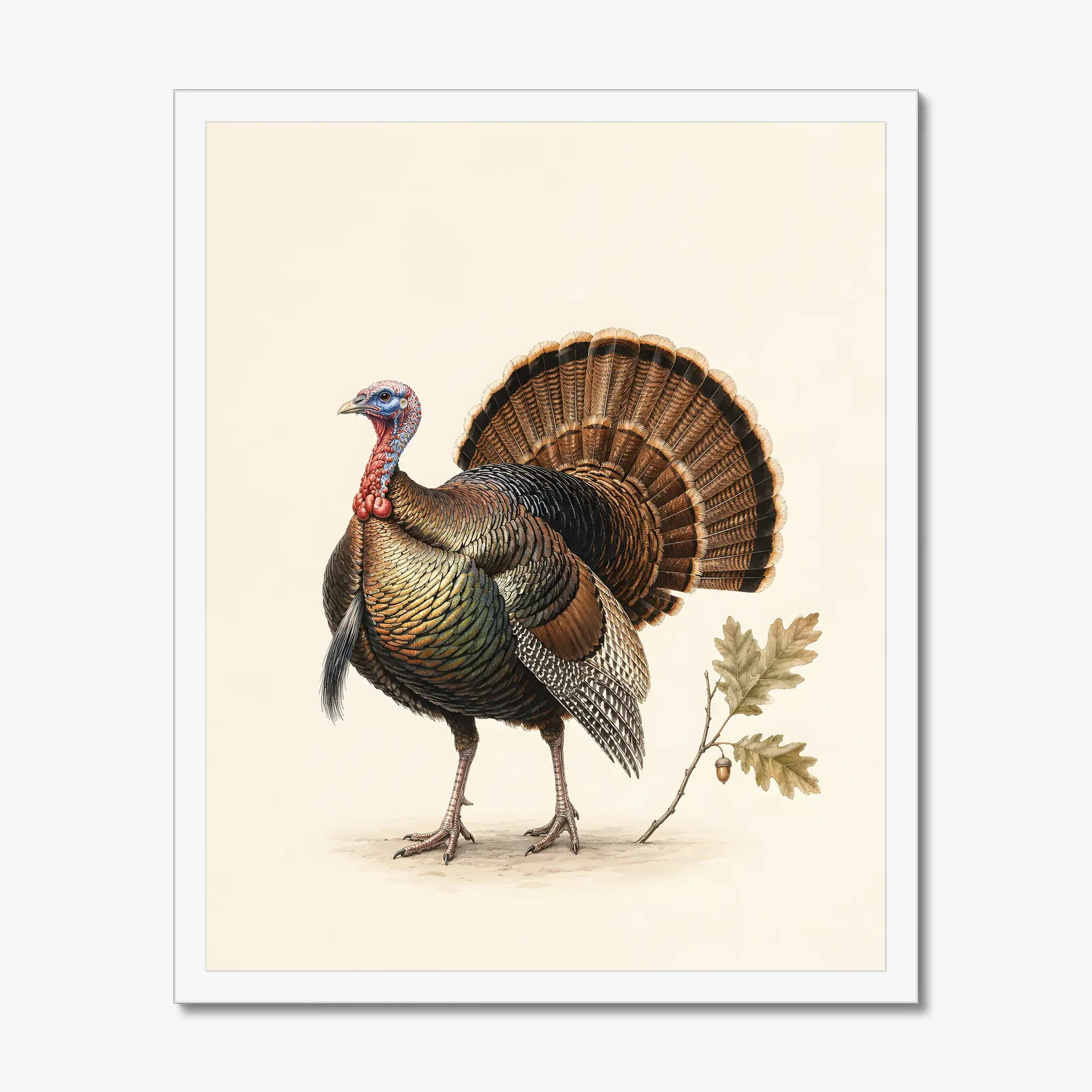 Wild Turkey Print in a white frame