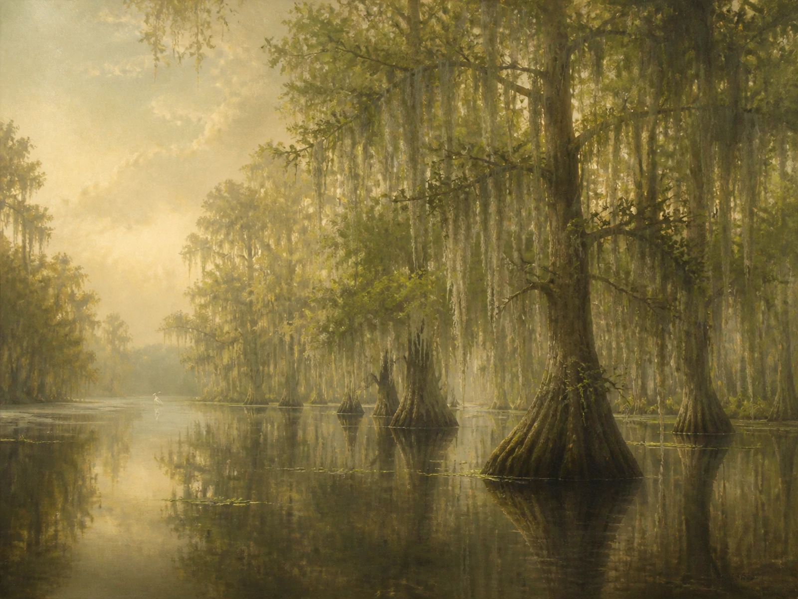 A painted landscape of Louisiana bird habitat
